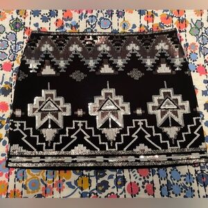 Express Sequin Aztec Printed Mini Skirt